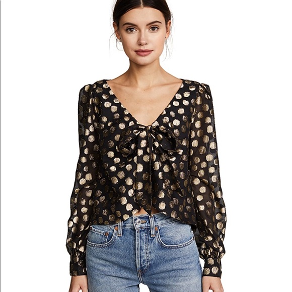 For Love And Lemons Tops - For love and lemons lottie tie front dot blouse xs
